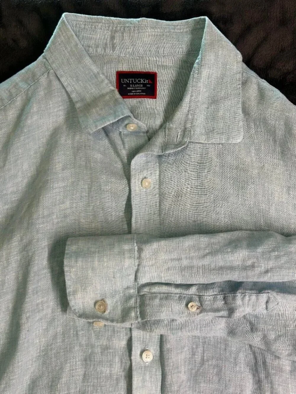 Untuckit Wrinkle Resistant Linen Shirt Men’S Xl Light Blue Long Sleeve - Picture 1 of 6